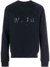 Balmain Logo Print Jersey Sweater In Blue