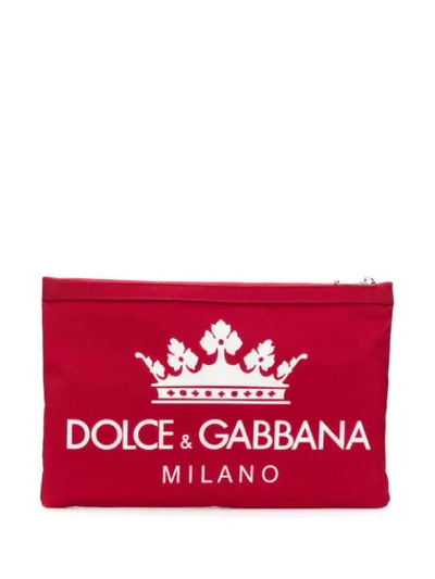 Dolce & Gabbana Small Logo Print Pouch In Red