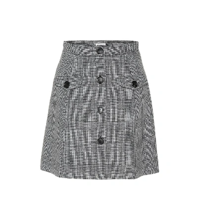 Miu Miu Checked Wool-blend Miniskirt In Grey