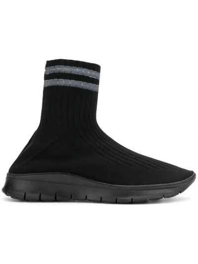 Maison Margiela Sock Stretch-knit High-top Trainers In Black