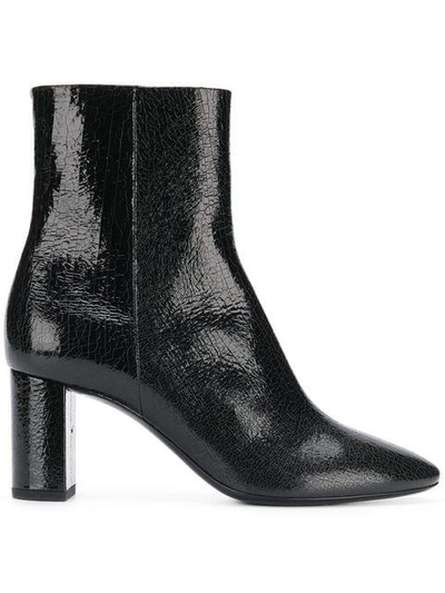 Saint Laurent Block Heel Ankle Boots In Black