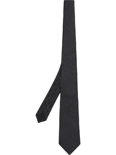 Burberry Clinton Tonal-check Silk Classic Tie In Black