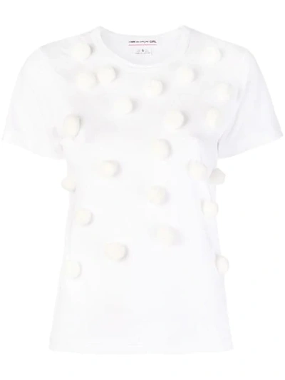 Comme Des Garcons Girl Balls Embellished T-shirt In White