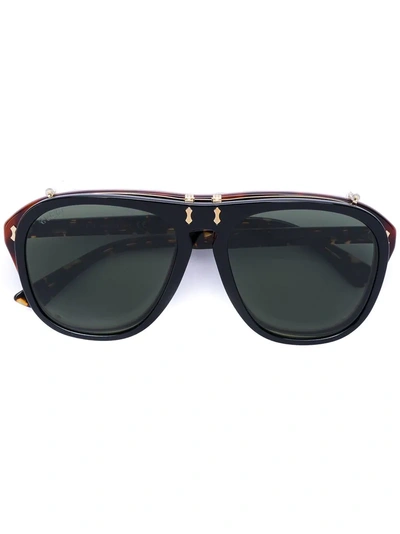 Gucci Eyewear Vintage Frame Clip-on Sunglasses - Black