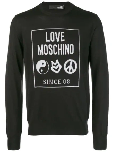 Love Moschino Embroidered Logo Sweatshirt In Black