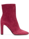 Del Carlo High Heel Ankle Boots - Red