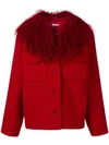 P.a.r.o.s.h . Fur Collar Single-breasted Jacket - Red