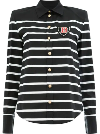 Balmain Striped Shirt In C5101 Noir+blanc