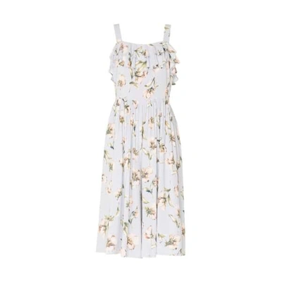 Paisie Floral Print Playsuit With Ruffles & Gathered Waist In Light Blue