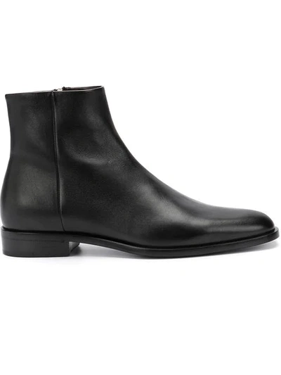 Saint Laurent Wyatt Ankle Boots In Black