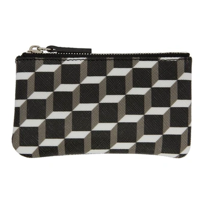 Pierre Hardy Black And White Cube Perspective Coin Pouch In Black-wh-bl
