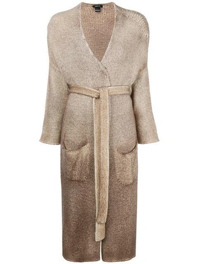 Avant Toi Belted Long Cardigan - Brown