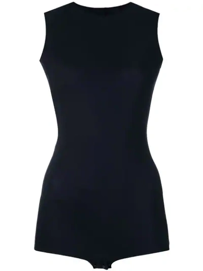 Maison Margiela Twill Sleeveless Bodysuit In Black