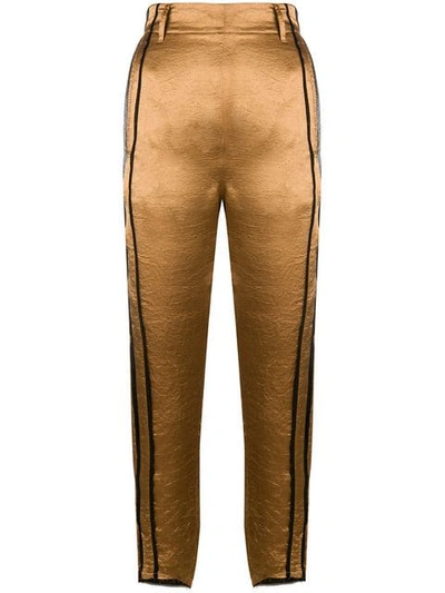 Ann Demeulemeester Cropped Tailored Trousers In Metallic