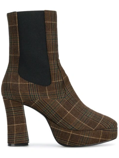 Nicole Saldaã±a Sam Plaid Boots In Brown