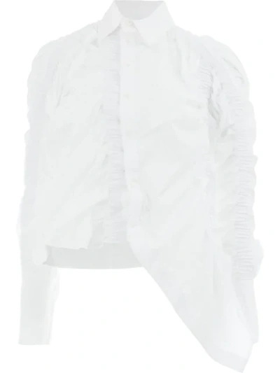 Rokh Ruched Asymmetric Shirt - White