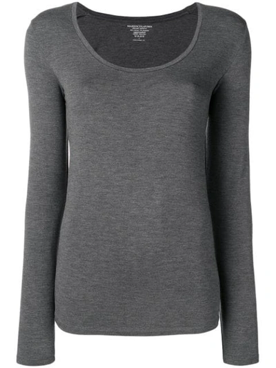 Majestic Longsleeved Fitted Top In Grey