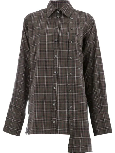 Rokh Checked Oversized Shirt In Green