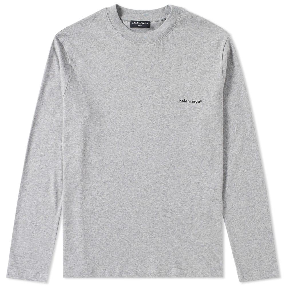 Balenciaga Long Sleeve Copyright Logo Tee In Grey | ModeSens