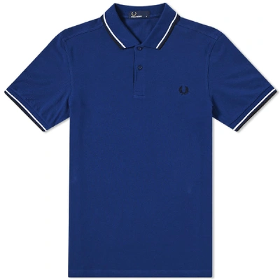 Fred Perry Extra Trim Fit Twin Tipped Pique Polo In Blue