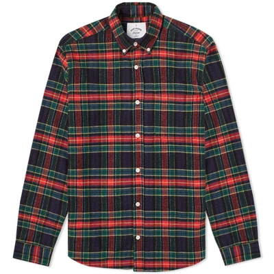 Portuguese Flannel Scotch Button Down Check Shirt In Red