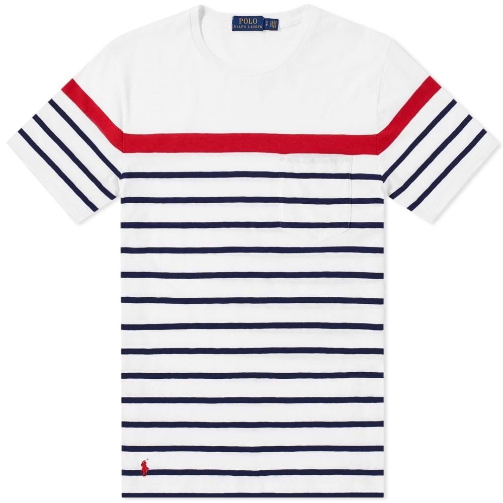 Polo Ralph Lauren Multi Stripe Tee In White Modesens