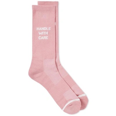 N/a Socks N/a Sock Handle With Care In Pink