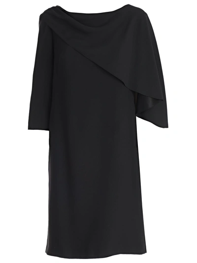 Alberta Ferretti Asymmetric Sleeve Dress In Black