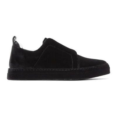 Pierre Hardy Black Velvet Slider Sneakers In Black-black