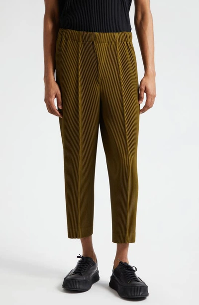 Issey Miyake Pleated Pull-on Pants In Olive Khaki