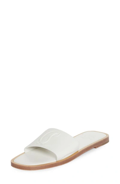 Christian Louboutin Cl Logo Slide Sandal In Bianco