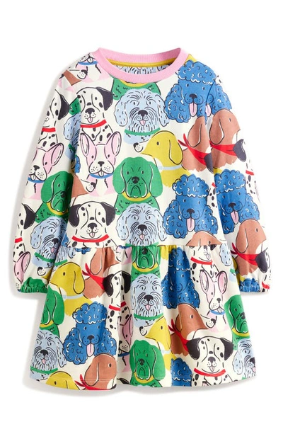 Mini Boden Kids' Long Sleeve Cotton Sweatshirt Dress In Multi Dogs