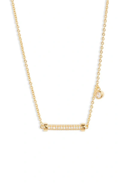 Nordstrom Cubic Zirconia Pavé Barrel Necklace In 14k Gold Plated