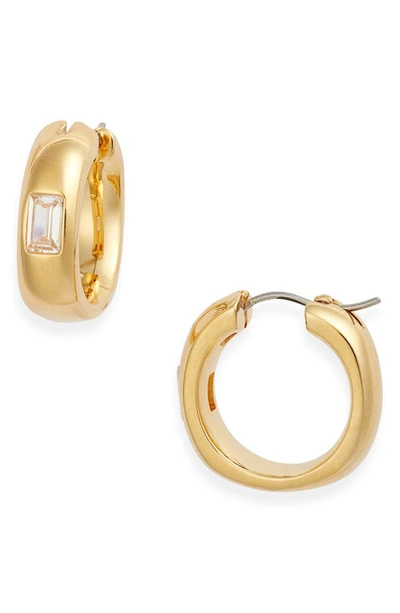 Nordstrom Cubic Zirconia Inlay Square Hoop Earrings In 14k Gold Plated