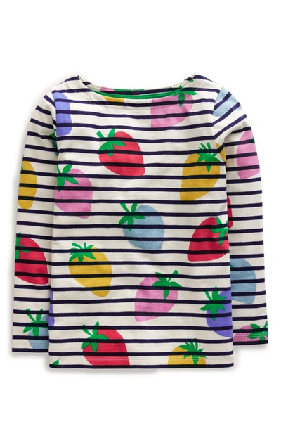 Mini Boden Kids' Stripe Strawberry Print Long Sleeve Cotton T-shirt In Multi Strawberry