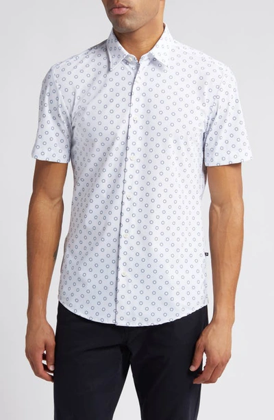 Hugo Boss Roan Ken Slim Fit Short Sleeve Button-up Shirt In White