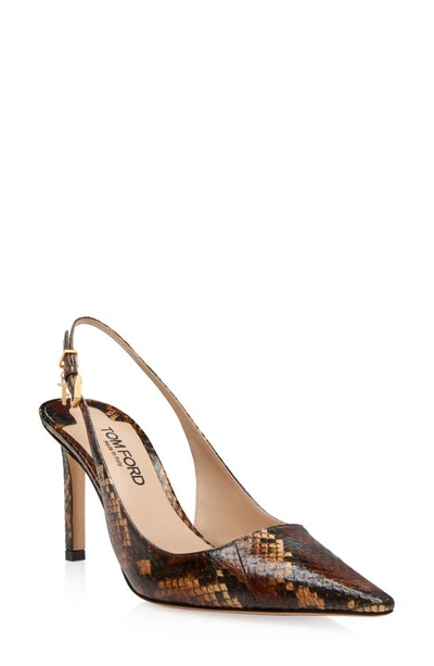 Tom Ford Ayers Pointed Toe Slingback Pump In Dark Whisky