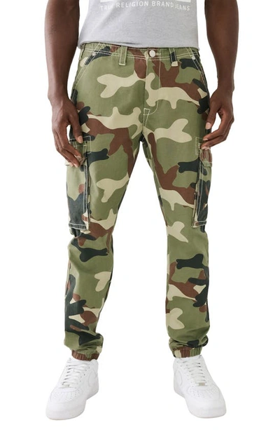 True Religion Brand Jeans Big T Camouflage Cargo Joggers In Green Camo