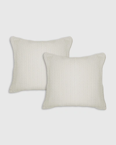 Quince Cable Knit Cashmere Pillow Cover Set Of 2 In Neutral