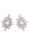 Olivia Welles Whitnee Imitation Pearl & Crystal Filigree Drop Earrings In Silver/ Imitation Pearl