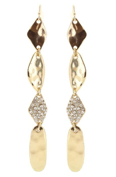 Olivia Welles Mara Pavé Crystal Hammered Drop Earrings In Gold Metallic