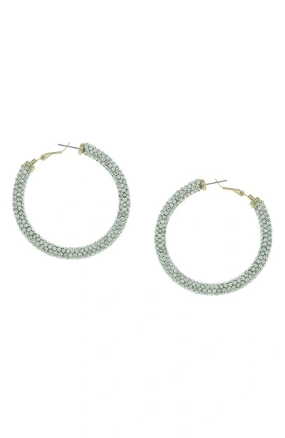 Olivia Welles Carm Crystal Hoop Earrings In Metallic
