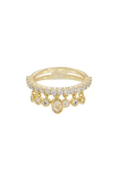 Covet Shaker Cz Stacking Tennis Ring Set In Gold