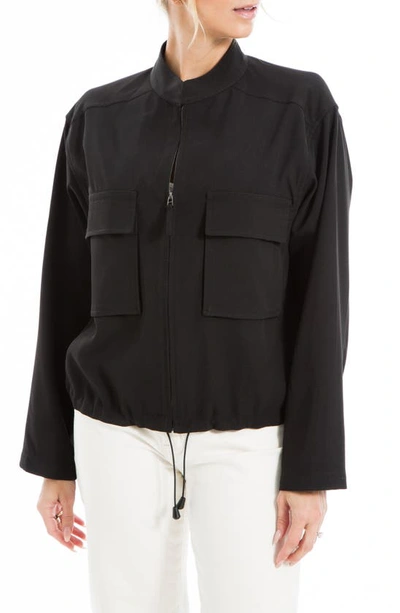 Max Studio Twill Zip Jacket In Black-black