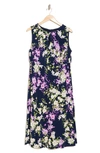 London Times Floral Keyhole Cutout Dress In Navy Floral