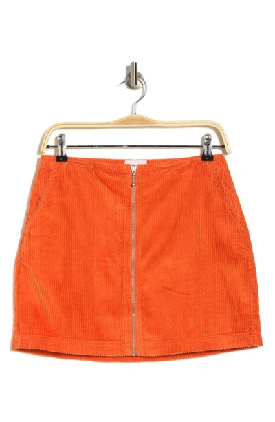Obey Greta Cotton Corduroy Miniskirt In Red Orange