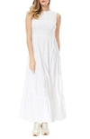 By Design Selene Crochet Bodice Tiered Maxi Dress In Bright White