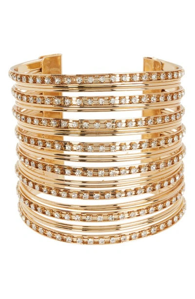 Tasha Multi Row Crystal Cuff Bracelet In Gold