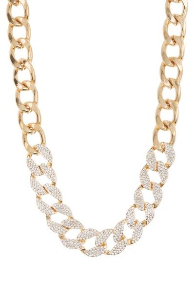 Tasha Pavé Crystal Curb Chain Necklace In Gold