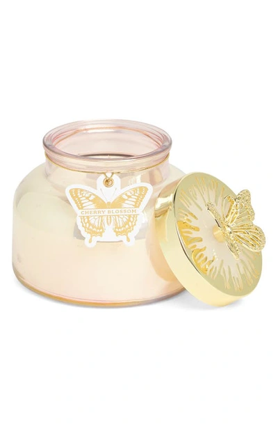Portofino Candles Decorative Butterfly Lid Scented Jar Candle In Pink